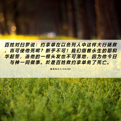 Picture 06 - 撒 母 耳 记 上 14:45 CUVS - 百 姓 对 扫 罗 说 ： 约 拿 单 在 以 - Bible Verse Picture