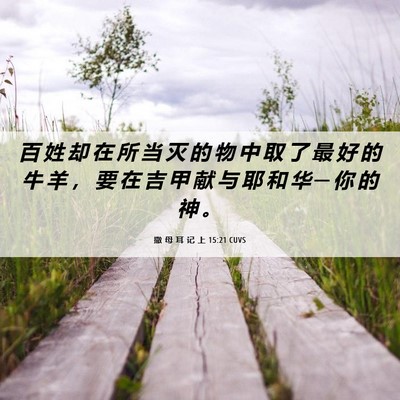 Picture 06 - 撒 母 耳 记 上 15:21 CUVS - 百 姓 却 在 所 当 灭 的 物 中 取 了 - Bible Verse Picture