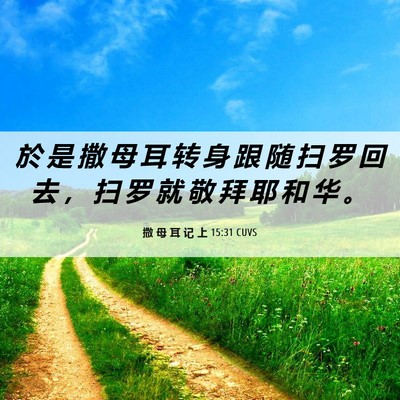 Picture 06 - 撒 母 耳 记 上 15:31 CUVS - 於 是 撒 母 耳 转 身 跟 随 扫 罗 回 - Bible Verse Picture