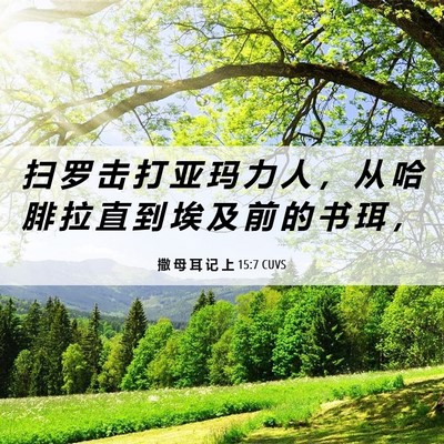 Picture 06 - 撒 母 耳 记 上 15:7 CUVS - 扫 罗 击 打 亚 玛 力 人 ， 从 哈 腓 - Bible Verse Picture