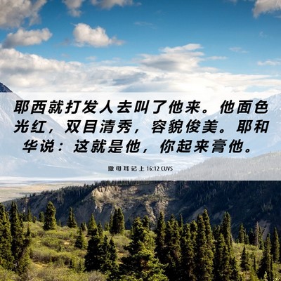 Picture 06 - 撒 母 耳 记 上 16:12 CUVS - 耶 西 就 打 发 人 去 叫 了 他 来 。 - Bible Verse Picture