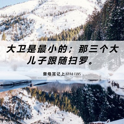 Picture 06 - 撒 母 耳 记 上 17:14 CUVS - 大 卫 是 最 小 的 ； 那 三 个 大 儿 - Bible Verse Picture