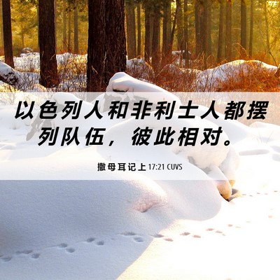 Picture 06 - 撒 母 耳 记 上 17:21 CUVS - 以 色 列 人 和 非 利 士 人 都 摆 列 - Bible Verse Picture