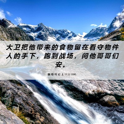 Picture 06 - 撒 母 耳 记 上 17:22 CUVS - 大 卫 把 他 带 来 的 食 物 留 在 看 - Bible Verse Picture
