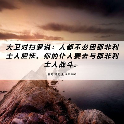 Picture 06 - 撒 母 耳 记 上 17:32 CUVS - 大 卫 对 扫 罗 说 ： 人 都 不 必 因 - Bible Verse Picture