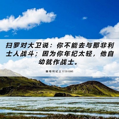 Picture 06 - 撒 母 耳 记 上 17:33 CUVS - 扫 罗 对 大 卫 说 ： 你 不 能 去 与 - Bible Verse Picture