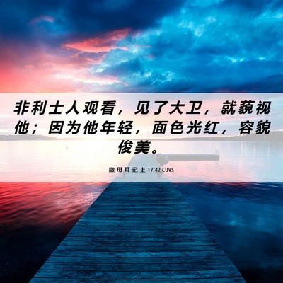 Picture 06 - 撒 母 耳 记 上 17:42 CUVS - 非 利 士 人 观 看 ， 见 了 大 卫 ， - Bible Verse Picture