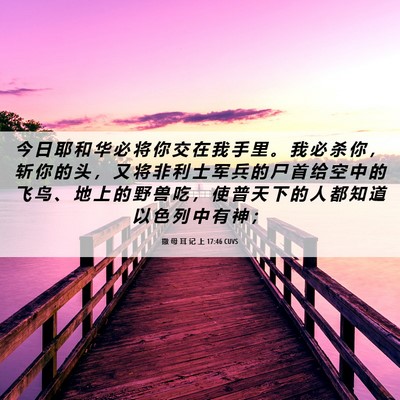 Picture 06 - 撒 母 耳 记 上 17:46 CUVS - 今 日 耶 和 华 必 将 你 交 在 我 手 - Bible Verse Picture