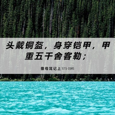 Picture 06 - 撒 母 耳 记 上 17:5 CUVS - 头 戴 铜 盔 ， 身 穿 铠 甲 ， 甲 重 - Bible Verse Picture