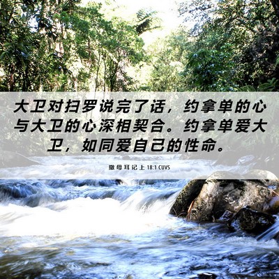 Picture 06 - 撒 母 耳 记 上 18:1 CUVS - 大 卫 对 扫 罗 说 完 了 话 ， 约 拿 - Bible Verse Picture