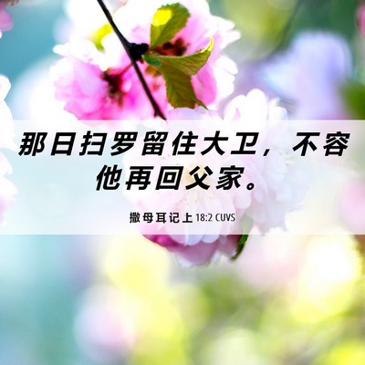 Picture 06 - 撒 母 耳 记 上 18:2 CUVS - 那 日 扫 罗 留 住 大 卫 ， 不 容 他 - Bible Verse Picture
