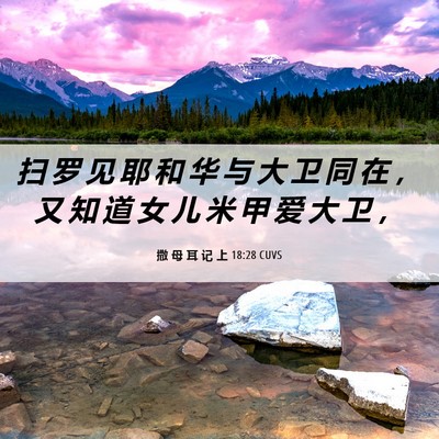 Picture 06 - 撒 母 耳 记 上 18:28 CUVS - 扫 罗 见 耶 和 华 与 大 卫 同 在 ， - Bible Verse Picture