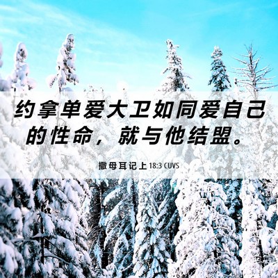 Picture 06 - 撒 母 耳 记 上 18:3 CUVS - 约 拿 单 爱 大 卫 如 同 爱 自 己 的 - Bible Verse Picture