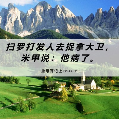 Picture 06 - 撒 母 耳 记 上 19:14 CUVS - 扫 罗 打 发 人 去 捉 拿 大 卫 ， 米 - Bible Verse Picture