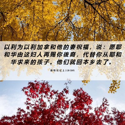 Picture 06 - 撒 母 耳 记 上 2:20 CUVS - 以 利 为 以 利 加 拿 和 他 的 妻 祝 - Bible Verse Picture