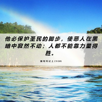 Picture 06 - 撒 母 耳 记 上 2:9 CUVS - 他 必 保 护 圣 民 的 脚 步 ， 使 恶 - Bible Verse Picture