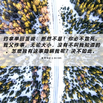 Picture 06 - 撒 母 耳 记 上 20:2 CUVS - 约 拿 单 回 答 说 ： 断 然 不 是 ！ - Bible Verse Picture