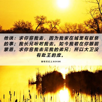 Picture 06 - 撒 母 耳 记 上 20:29 CUVS - 他 说 ： 求 你 容 我 去 ， 因 为 我 - Bible Verse Picture