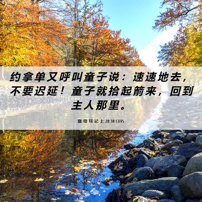 Picture 06 - 撒 母 耳 记 上 20:38 CUVS - 约 拿 单 又 呼 叫 童 子 说 ： 速 速 - Bible Verse Picture