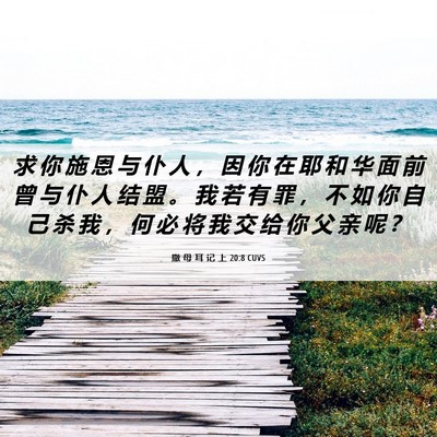 Picture 06 - 撒 母 耳 记 上 20:8 CUVS - 求 你 施 恩 与 仆 人 ， 因 你 在 耶 - Bible Verse Picture