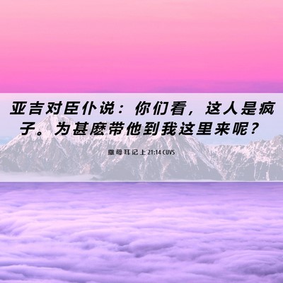 Picture 06 - 撒 母 耳 记 上 21:14 CUVS - 亚 吉 对 臣 仆 说 ： 你 们 看 ， 这 - Bible Verse Picture