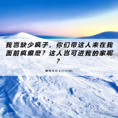 Picture 06 - 撒 母 耳 记 上 21:15 CUVS - 我 岂 缺 少 疯 子 ， 你 们 带 这 人 - Bible Verse Picture