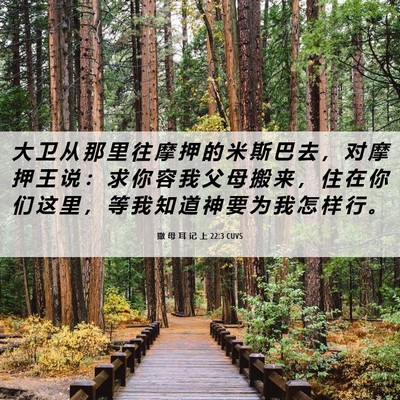 Picture 06 - 撒 母 耳 记 上 22:3 CUVS - 大 卫 从 那 里 往 摩 押 的 米 斯 巴 - Bible Verse Picture