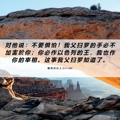Picture 06 - 撒 母 耳 记 上 23:17 CUVS - 对 他 说 ： 不 要 惧 怕 ！ 我 父 扫 - Bible Verse Picture