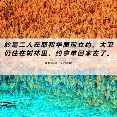 Picture 06 - 撒 母 耳 记 上 23:18 CUVS - 於 是 二 人 在 耶 和 华 面 前 立 约 - Bible Verse Picture
