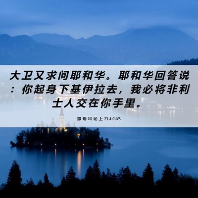 Picture 06 - 撒 母 耳 记 上 23:4 CUVS - 大 卫 又 求 问 耶 和 华 。 耶 和 华 - Bible Verse Picture