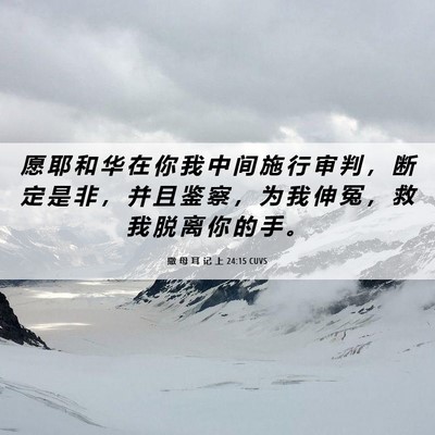 Picture 06 - 撒 母 耳 记 上 24:15 CUVS - 愿 耶 和 华 在 你 我 中 间 施 行 审 - Bible Verse Picture