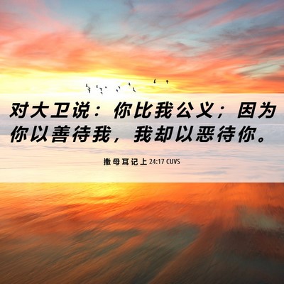 Picture 06 - 撒 母 耳 记 上 24:17 CUVS - 对 大 卫 说 ： 你 比 我 公 义 ； 因 - Bible Verse Picture