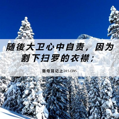 Picture 06 - 撒 母 耳 记 上 24:5 CUVS - 随 後 大 卫 心 中 自 责 ， 因 为 割 - Bible Verse Picture