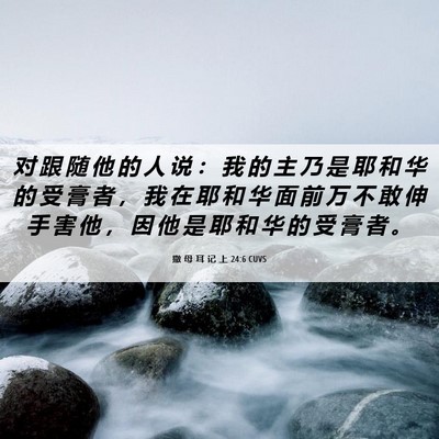 Picture 06 - 撒 母 耳 记 上 24:6 CUVS - 对 跟 随 他 的 人 说 ： 我 的 主 乃 - Bible Verse Picture