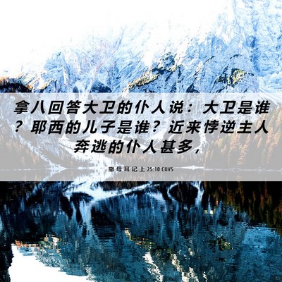 Picture 06 - 撒 母 耳 记 上 25:10 CUVS - 拿 八 回 答 大 卫 的 仆 人 说 ： 大 - Bible Verse Picture