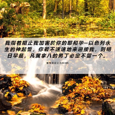 Picture 06 - 撒 母 耳 记 上 25:34 CUVS - 我 指 着 阻 止 我 加 害 於 你 的 耶 - Bible Verse Picture