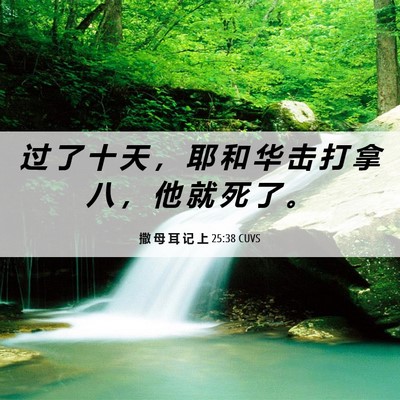 Picture 06 - 撒 母 耳 记 上 25:38 CUVS - 过 了 十 天 ， 耶 和 华 击 打 拿 八 - Bible Verse Picture