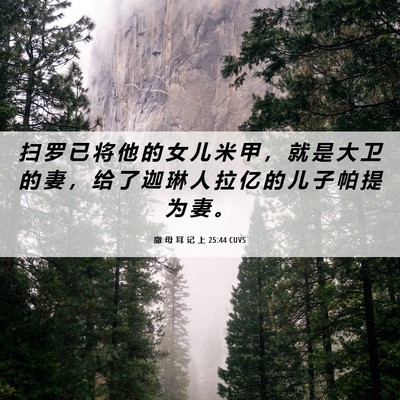 Picture 06 - 撒 母 耳 记 上 25:44 CUVS - 扫 罗 已 将 他 的 女 儿 米 甲 ， 就 - Bible Verse Picture