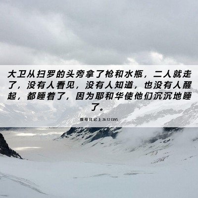 Picture 06 - 撒 母 耳 记 上 26:12 CUVS - 大 卫 从 扫 罗 的 头 旁 拿 了 枪 和 - Bible Verse Picture