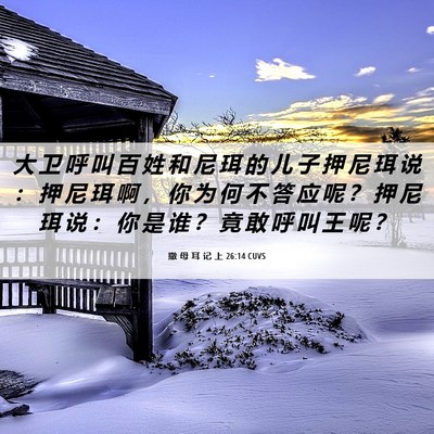 Picture 06 - 撒 母 耳 记 上 26:14 CUVS - 大 卫 呼 叫 百 姓 和 尼 珥 的 儿 子 - Bible Verse Picture