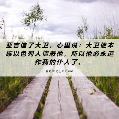 Picture 06 - 撒 母 耳 记 上 27:12 CUVS - 亚 吉 信 了 大 卫 ， 心 里 说 ： 大 - Bible Verse Picture