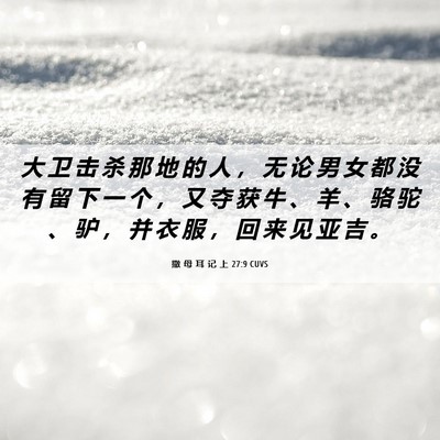 Picture 06 - 撒 母 耳 记 上 27:9 CUVS - 大 卫 击 杀 那 地 的 人 ， 无 论 男 - Bible Verse Picture