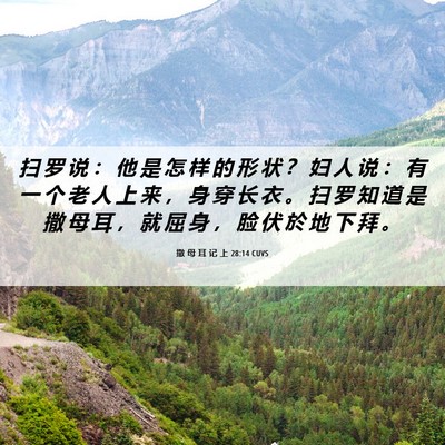 Picture 06 - 撒 母 耳 记 上 28:14 CUVS - 扫 罗 说 ： 他 是 怎 样 的 形 状 ？ - Bible Verse Picture