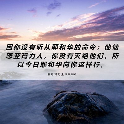 Picture 06 - 撒 母 耳 记 上 28:18 CUVS - 因 你 没 有 听 从 耶 和 华 的 命 令 - Bible Verse Picture