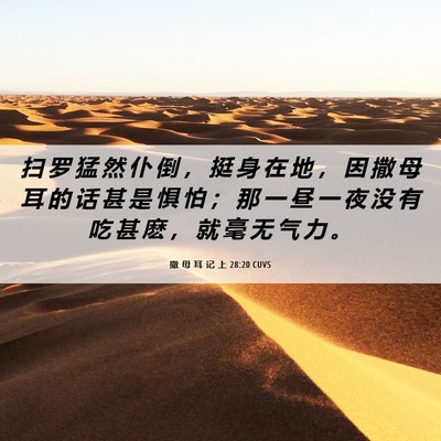 Picture 06 - 撒 母 耳 记 上 28:20 CUVS - 扫 罗 猛 然 仆 倒 ， 挺 身 在 地 ， - Bible Verse Picture