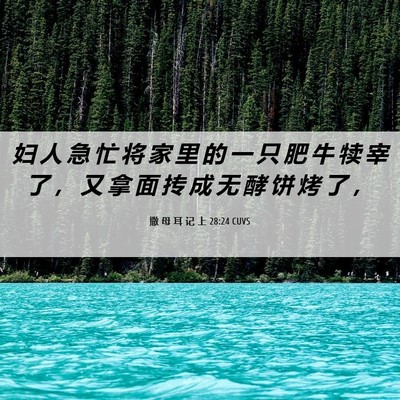 Picture 06 - 撒 母 耳 记 上 28:24 CUVS - 妇 人 急 忙 将 家 里 的 一 只 肥 牛 - Bible Verse Picture