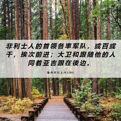 Picture 06 - 撒 母 耳 记 上 29:2 CUVS - 非 利 士 人 的 首 领 各 率 军 队 ， - Bible Verse Picture