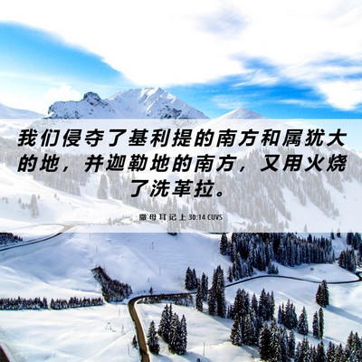 Picture 06 - 撒 母 耳 记 上 30:14 CUVS - 我 们 侵 夺 了 基 利 提 的 南 方 和 - Bible Verse Picture