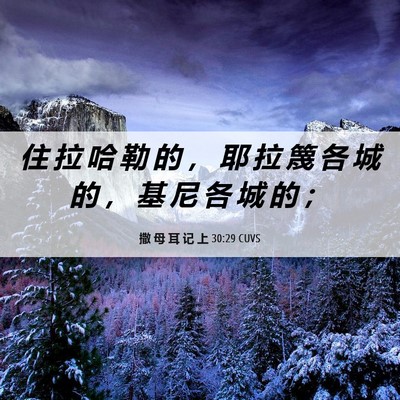 Picture 06 - 撒 母 耳 记 上 30:29 CUVS - 住 拉 哈 勒 的 ， 耶 拉 篾 各 城 的 - Bible Verse Picture