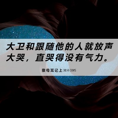 Picture 06 - 撒 母 耳 记 上 30:4 CUVS - 大 卫 和 跟 随 他 的 人 就 放 声 大 - Bible Verse Picture
